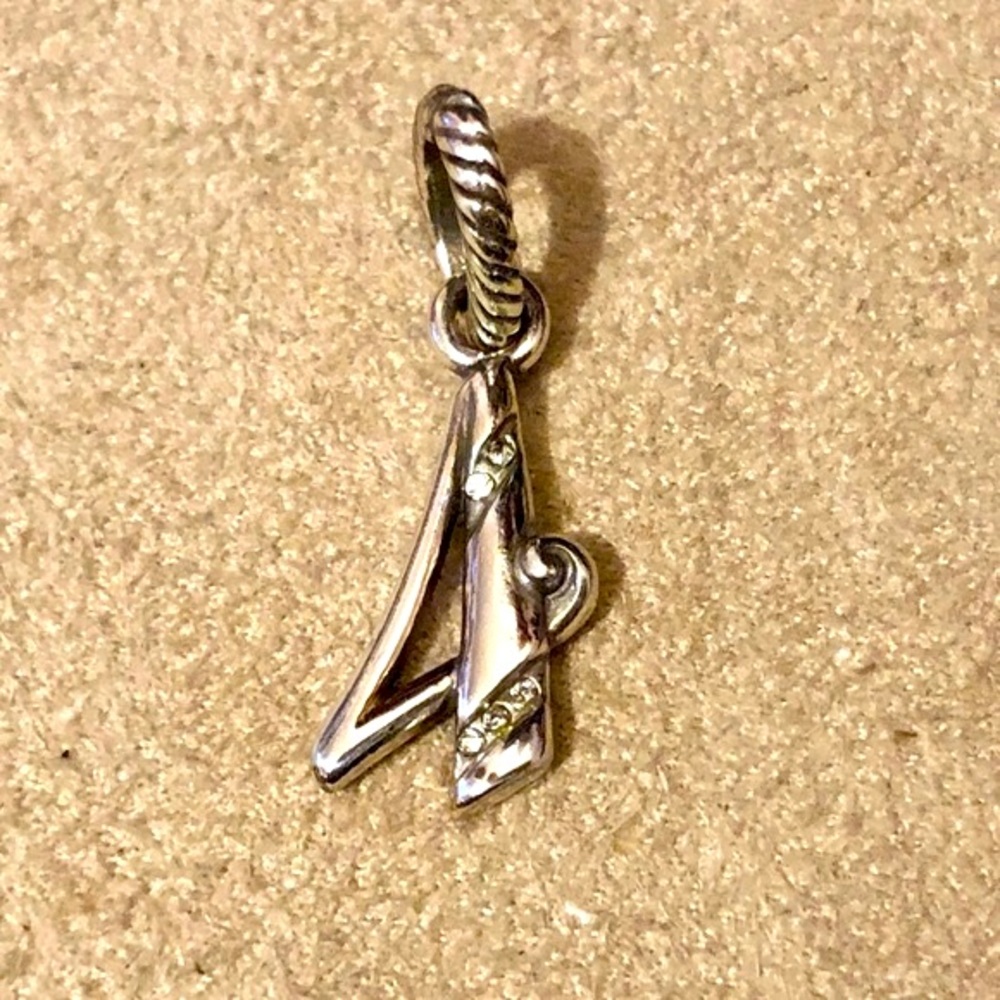 🆕 Brighton Number Four #4 Dangling silver charm with crystal accents Retired